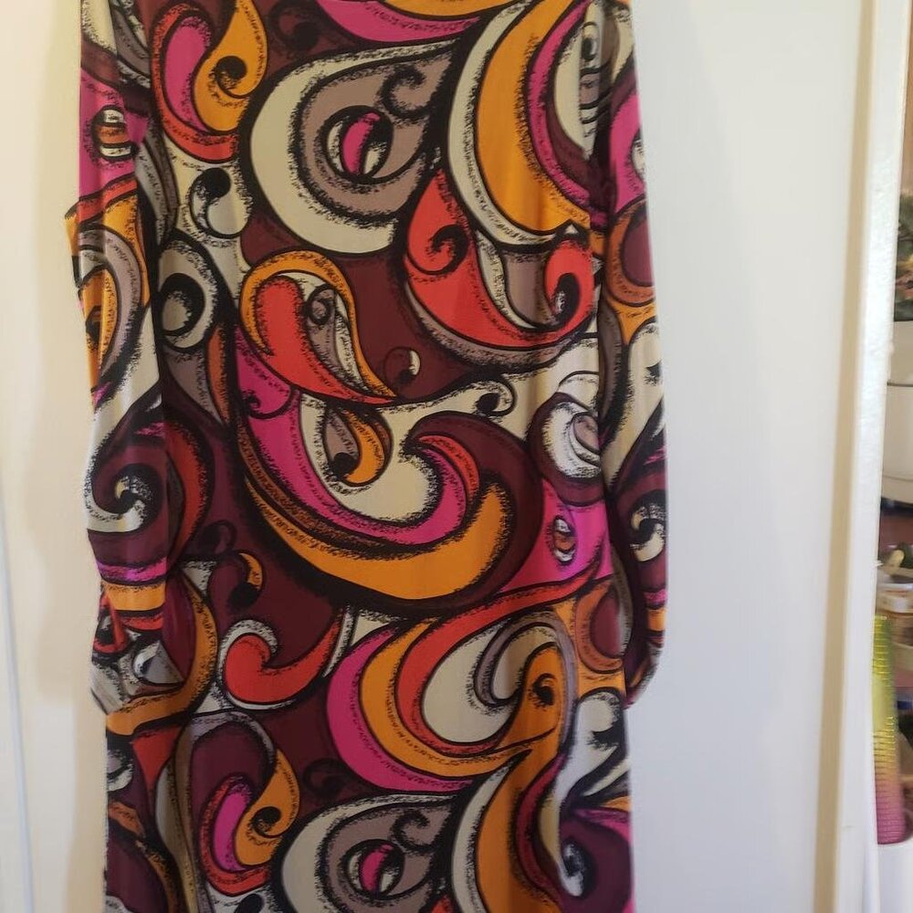 Womens madison purple colorful designs midi length dress medium